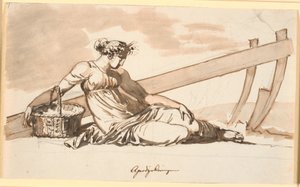 Resting Woman in Front of a Plow. Allegory of Agriculture by Nicolai Abildgaard
