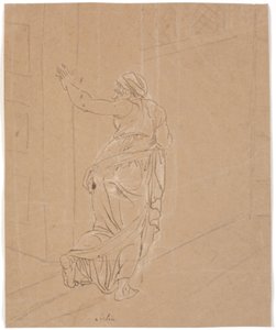 The Midwife. Study for The Girl from Andros. [The Midwife Leaving the House of the Andros Girl] by Nicolai Abildgaard