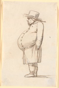 Caricature of a Pot-Bellied Man, Standing in Profile to the Left