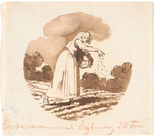 Woman Sowing Seeds. Circular Composition