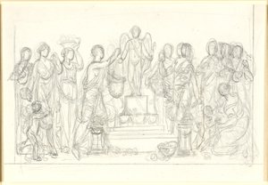 Offering to Amor. The Winged Amor on a Pedestal, Surrounded by Numerous Figures