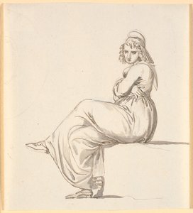 Seated Pregnant Woman with Crossed Arms, in Profile to the Left by Nicolai Abildgaard