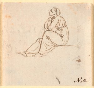 Seated Female Figure in Profile to the Left