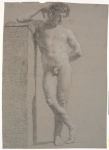 Standing Model. Seen from the Front. Right Arm Supported on High Plinth. Legs Crossed by Nicolai Abildgaard