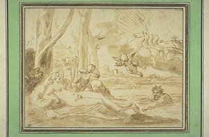 Jupiter and Antiope by Nicolas (attr.to) Poussin