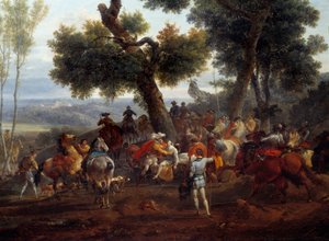 War of Religions: The Meeting of the King of France Henri IV and Sully after the Battle of Ivry in 1590