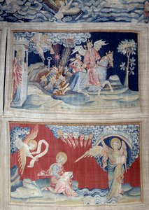 Hanging of Revelation, No. 24: The Fifth Trumpet: A Key Releases the Locusts. Below, No. 27: The Angel in the Book Appears to Saint John Who Transcribes the Divine Message to the Sound of the Seven Thunders by Nicolas Bataille