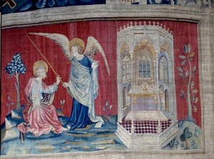 Hanging of Revelation, n. 27: Saint John and the Angel. Tapestry by Nicolas Bataille