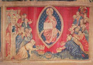 The twenty-four elders prostrate themselves before God, from the Apocalypse Tapestry of Angers, 1373-87 by Nicolas Bataille