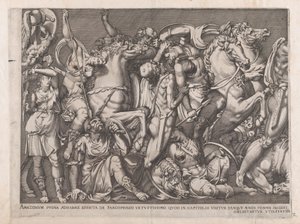 Speculum Romanae Magnificentiae: Battle of the Amazons by Nicolas Beatrizet