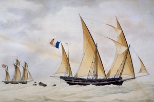 Santo Stefano di Laigueglia xebec being chased by English privateer
