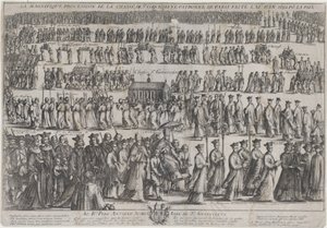 The Procession of the Casket of St. Genevieve, with Clerics and Laymen Marching in Six Rows