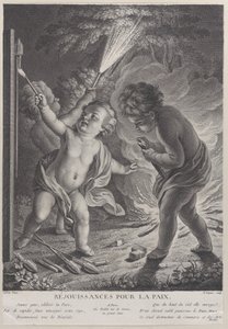 Celebrating Peace (three putti with fireworks) by Nicolas Gabriel Dupuis