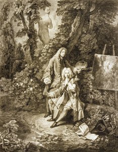 Gentlemen de Jullienne et Watteau dans un parc, after painting by Watteau