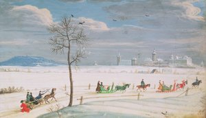 German Snowscape with sledges by Nicolas Hoffmann