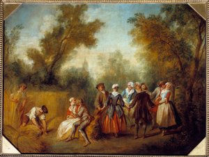 Summer Country Party Scene at Harvest Time by Nicolas Lancret