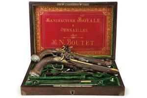 A Pair of Silver-Mounted Rifled Flintlock Pistols, Versailles