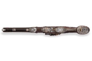 One of a Pair of Silver-Mounted Rifled Flintlock Pistols, Versailles by Nicolas Noel Boutet