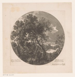 Landscape with Trees and Two Shepherds with Flock by Nicolas Perelle