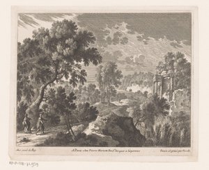 Landscape with Walking Man and Woman by Ruins