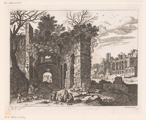 Resting Family in Front of a Ruin by Nicolas Perelle