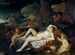 Resting Venus with cupid