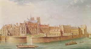 Houses in the Cloister of Notre-Dame, Paris by Nicolas Raguenet