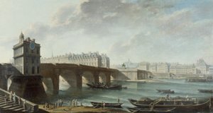The Samaritaine Pump, Pont-Neuf and Île de la Cité, Quai de Conti, View from Quai du Louvre, before 1771