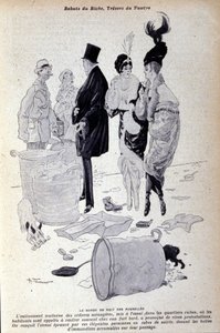 Paris: waste accumulates in the street in front of elegantly dressed people. Illustration of the French press by H. Tournier by Nicolas Tournier