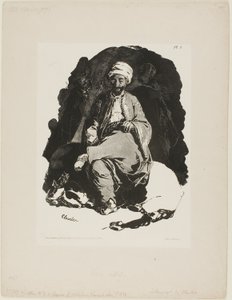 Seated Turk, plate one from Ink Sketches by Charlet by Nicolas Toussaint Charlet