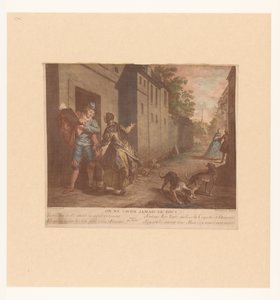 Street Scene with Man with Book by Nicolas de Larmessin (III)