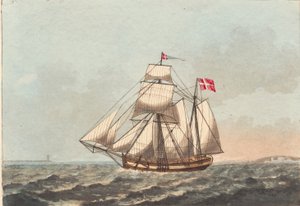 A Danish Galley, Seen in Shelter, with Side Wind