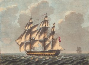 A Danish Line Ship Sailing Almost Downwind by Niels Truslew