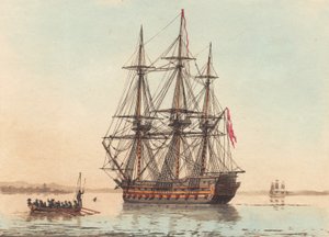 A Danish Warship at Anchor on a Calm Morning by Niels Truslew