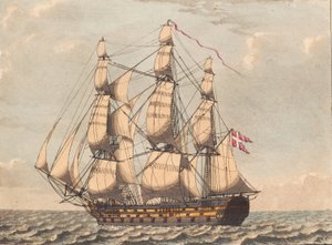 A Danish Leave Ship, Seen in Lee, with Side Wind