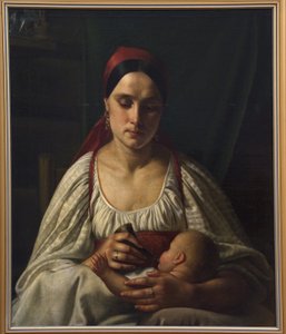 Russian Peasant Woman Feeding Her Baby from a Cow Horn