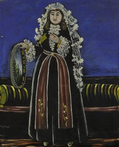 Woman Wearing a Lechaki Silk Veil
