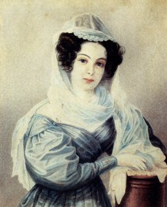 Portrait of Camilla Ivasheva Le Dantieau 1808-1839, wife of Decembrist Vasily Ivashev, 1834