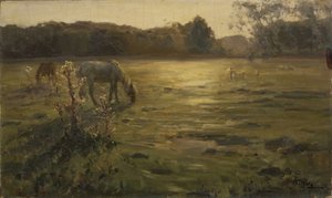 Horses on the meadow by Nikolai Alexandrovich Klodt