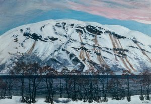Cold April morning with avalanche by Nikolai Astrup