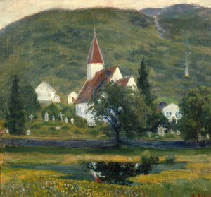 Ålhus Church, Midsummer by Nikolai Astrup