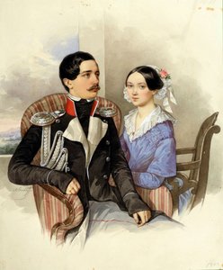 Portrait of Count Jakov Karlovich Sievers and Countess Vera Mikhaylovna by Nikolai Mikhailovich Alexeyev