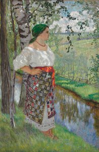 Peasant Woman by a Brook by Nikolai Petrovich Bogdanov Belsky