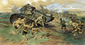 The Capture of a Tank in the Crimea. Battle Scene During the Russian Civil War (1917-1923)