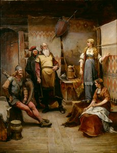A courting messenger from the Viking Harald Harfagre to Gyda