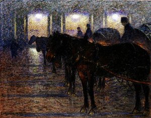 Horsedrawn carriages outside the Opera House, Stockholm by Nils Kreuger