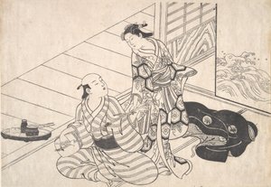 Lady Interrupting Her Lover, who is Playing the Shamisen