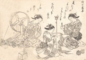 Three Courtesans Weaving Silk