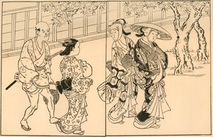Three women and male servant