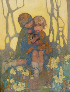 Sisters With a Kitten by Norah Neilsen Gray